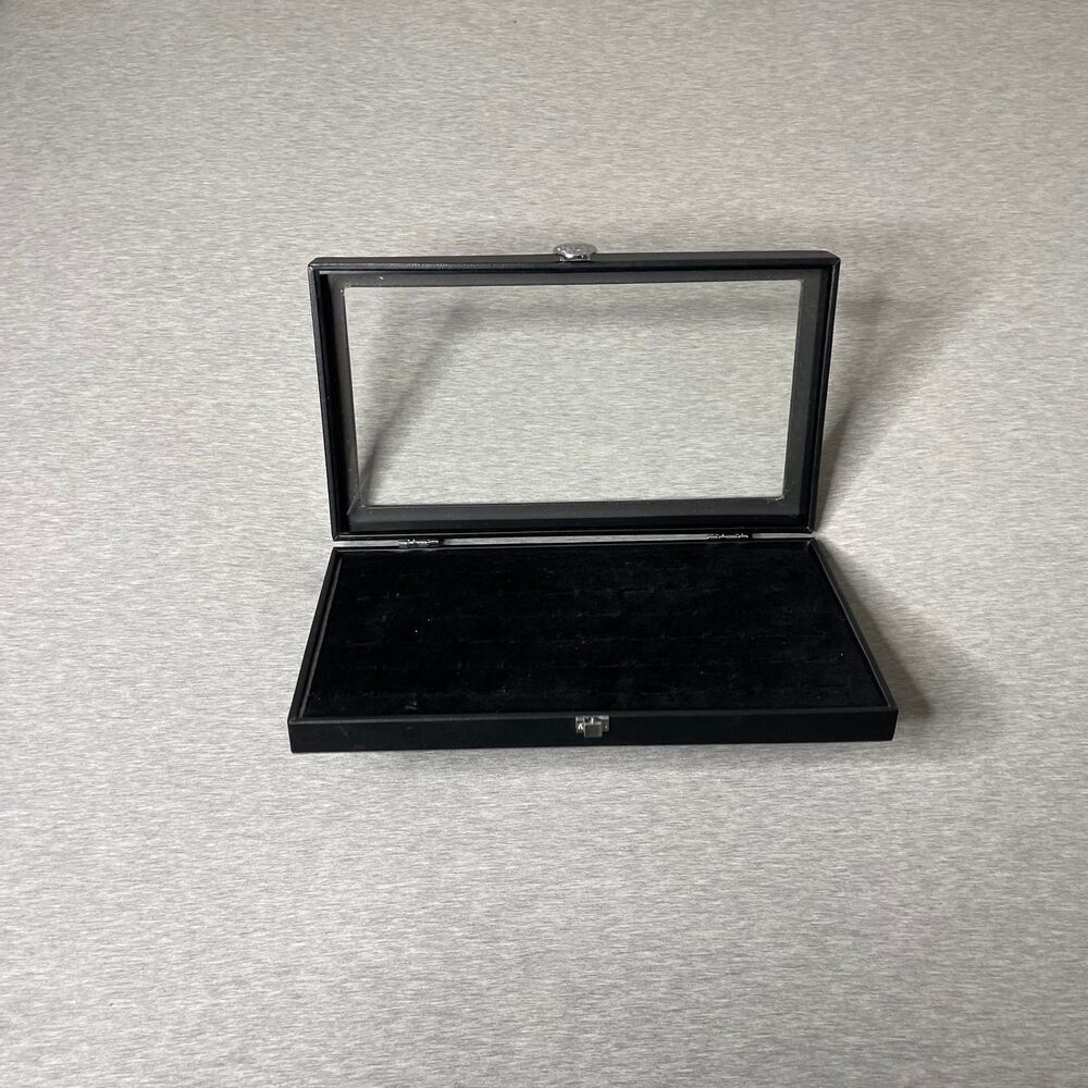 Amazon Basics 100 Slots Ring Organizer Velvet Display Tray with Clear Lid